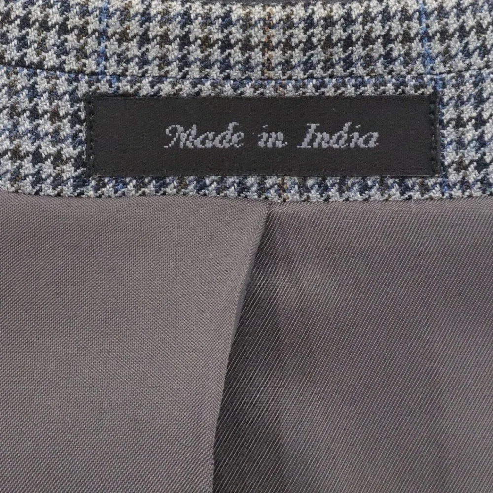 Ralph Lauren Silk Wool Houndstooth Blazer Sport Coat Gray 46R
